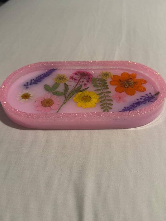 Pink Floral Tray