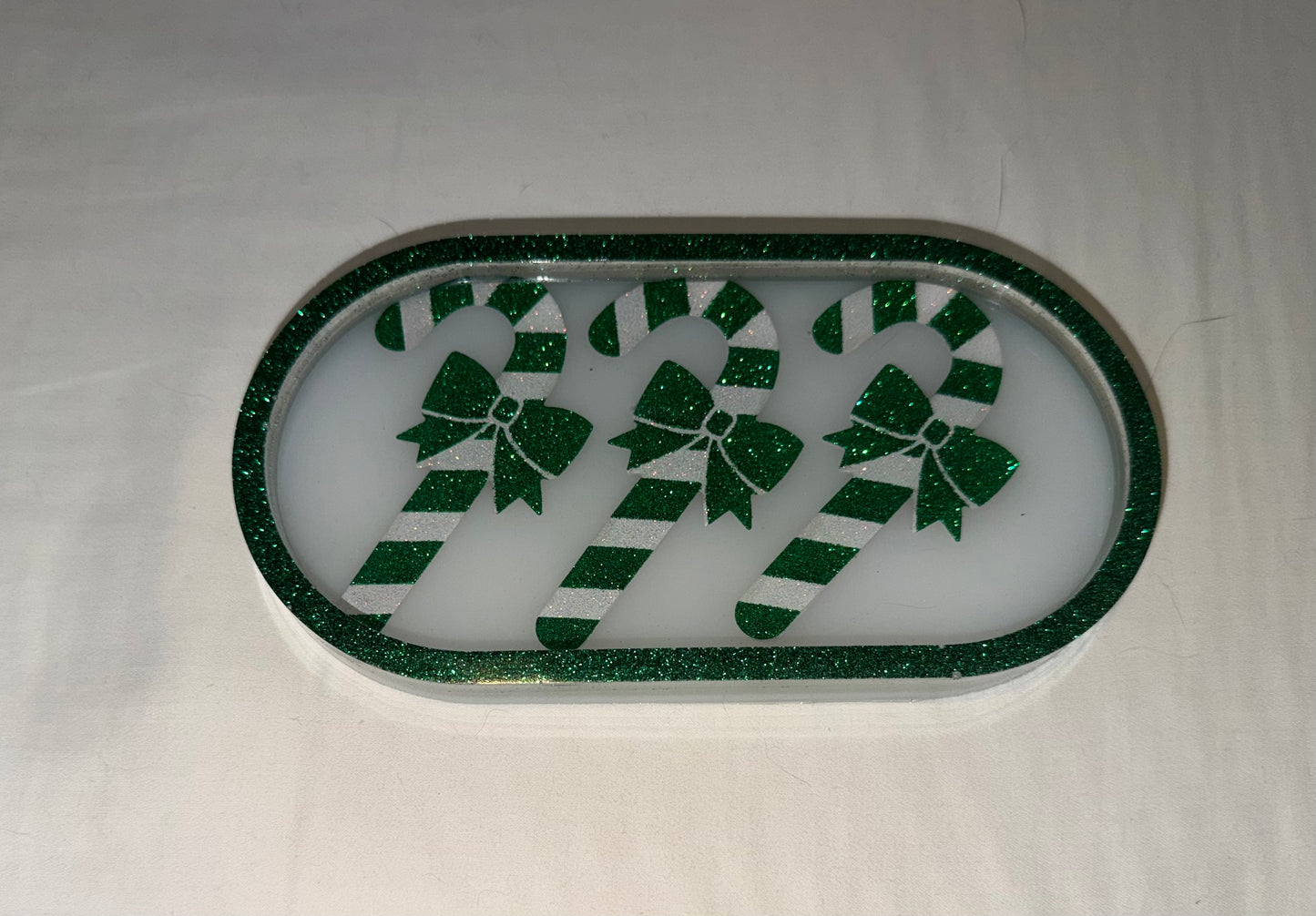 Green Candy Canes Trinket Tray
