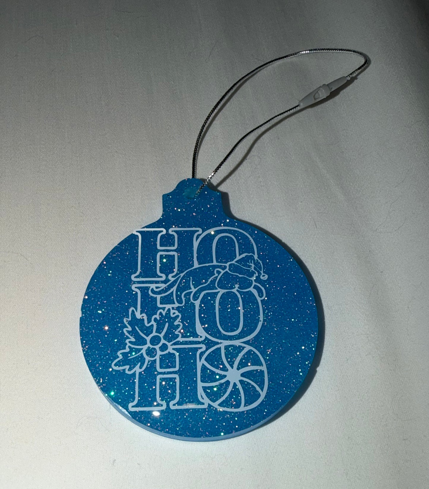 Blue Ho Ho Ho Cat Ornament