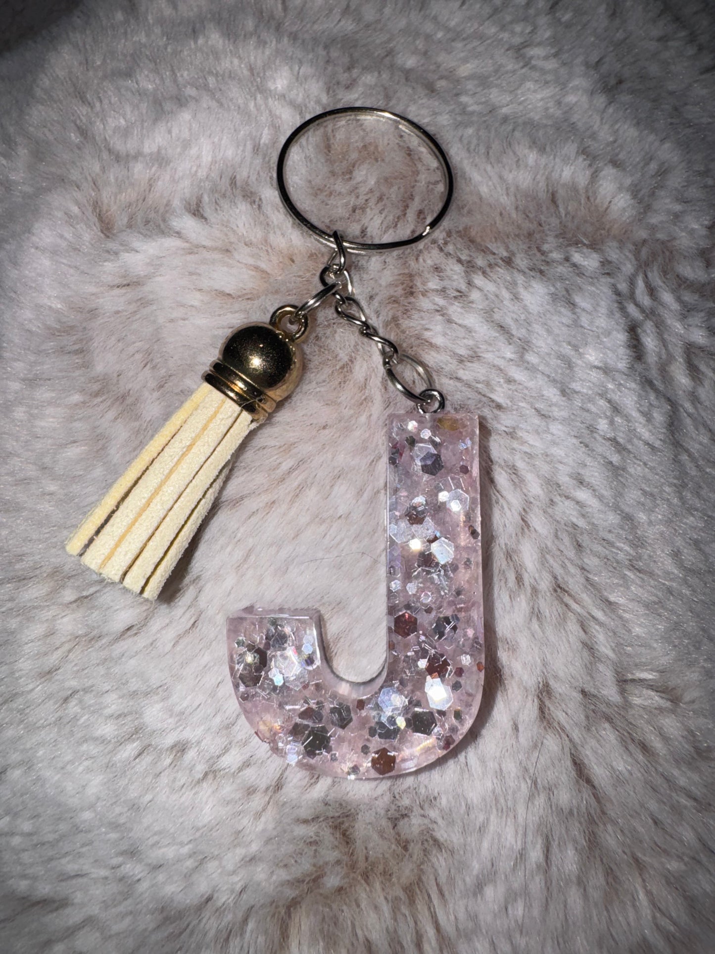 J Light Pink Keychain