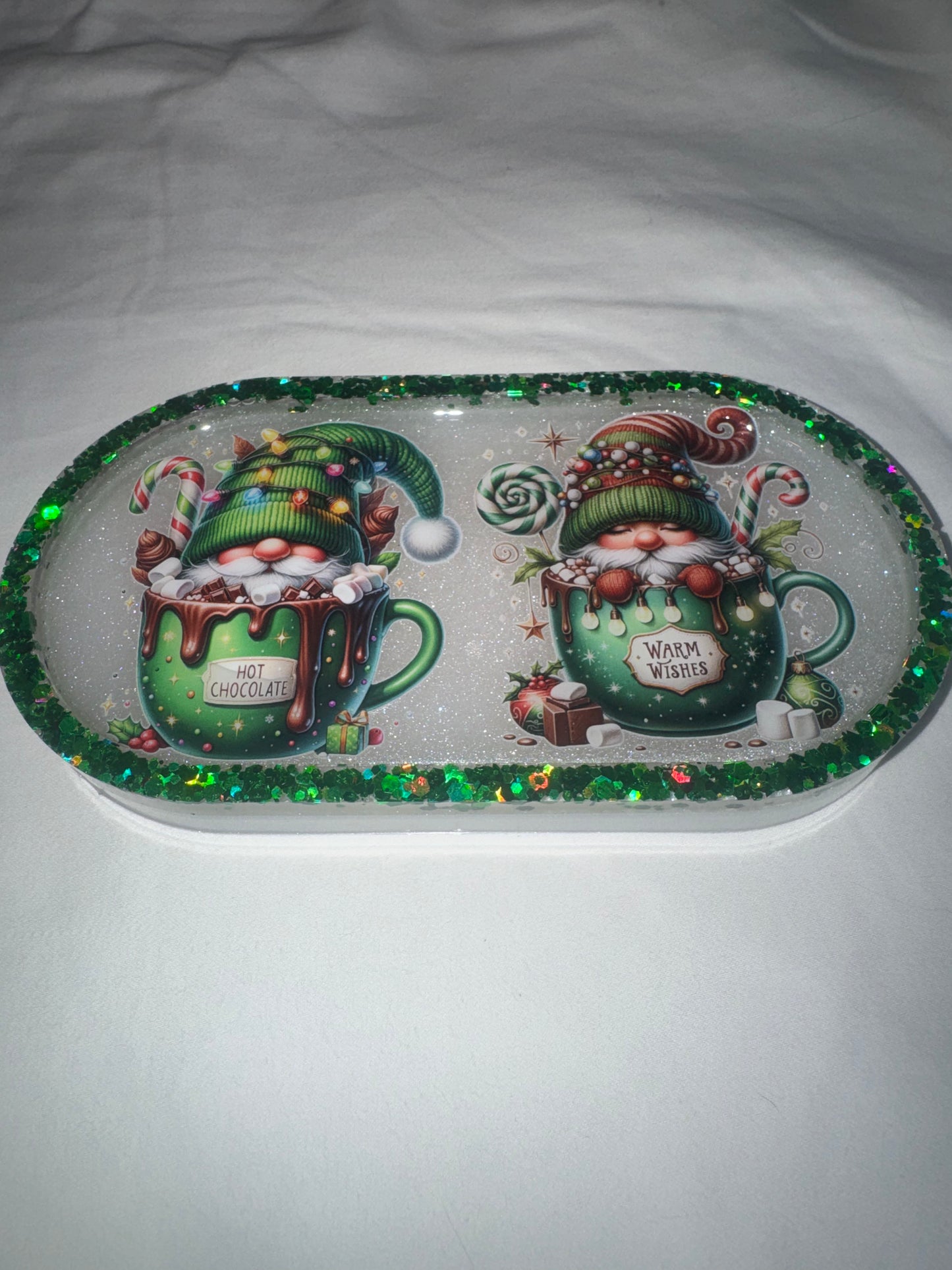 Green Gnomes Christmas Trinket Tray