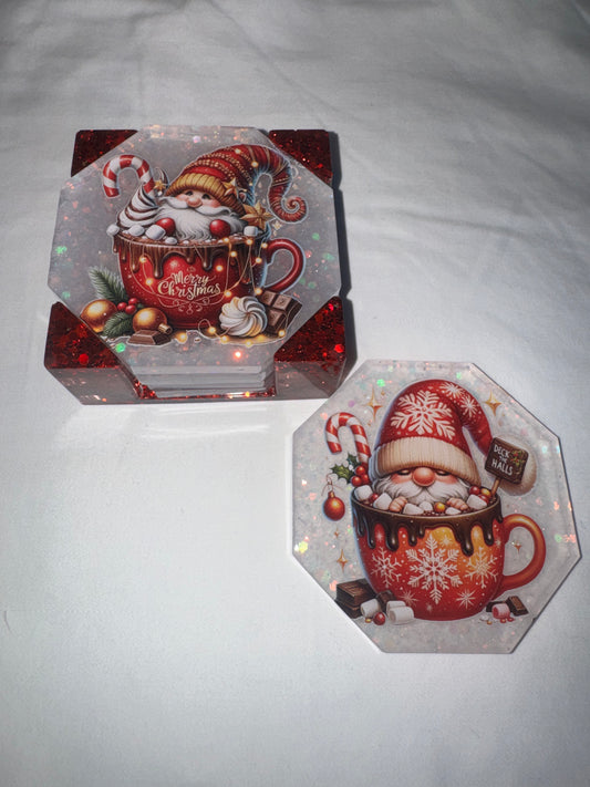 Red Gnomes Hexagon Coasters