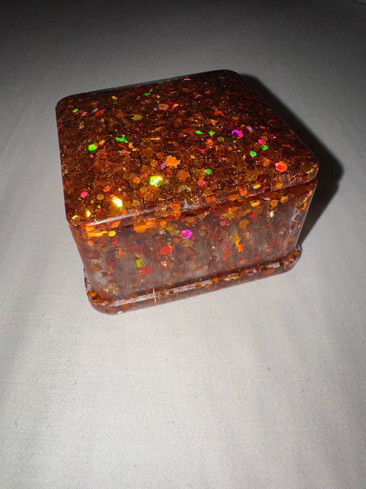 Orange Glitter Trinket Box