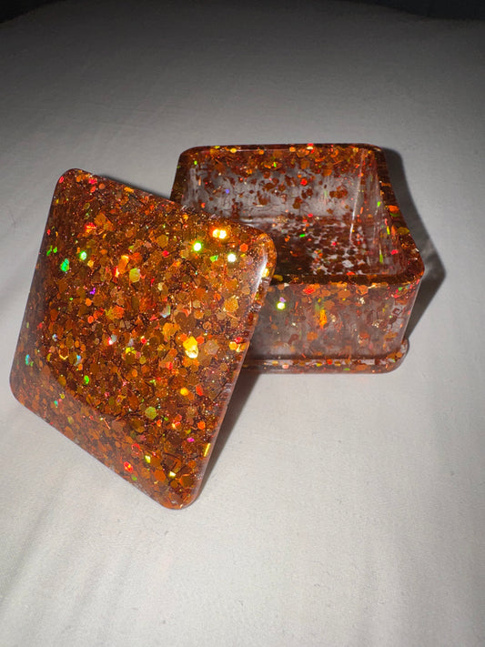 Orange Glitter Trinket Box