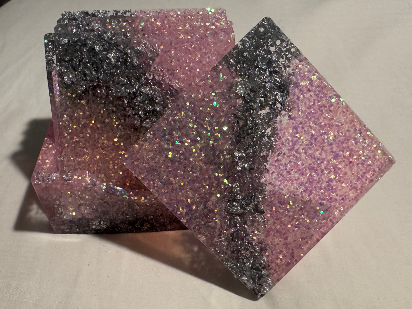 Pink and Silver Coaster Set