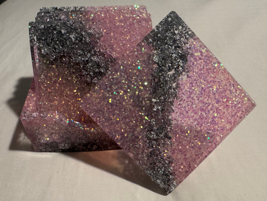 Pink and Silver Coaster Set