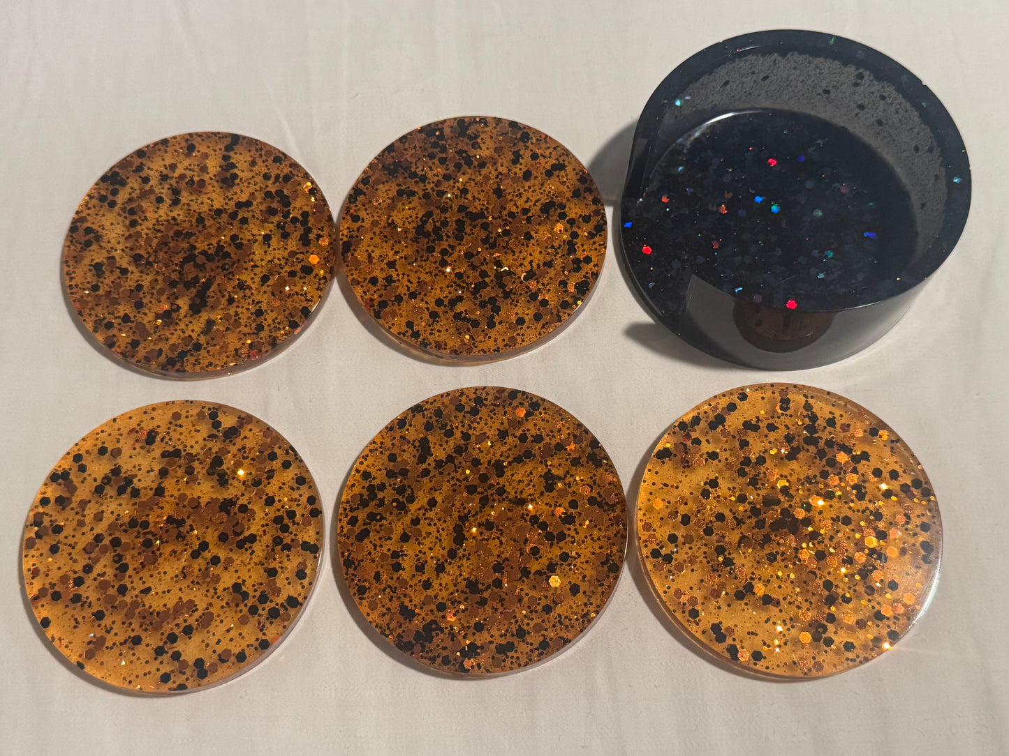 Orange and Black Halloween Coaster Set