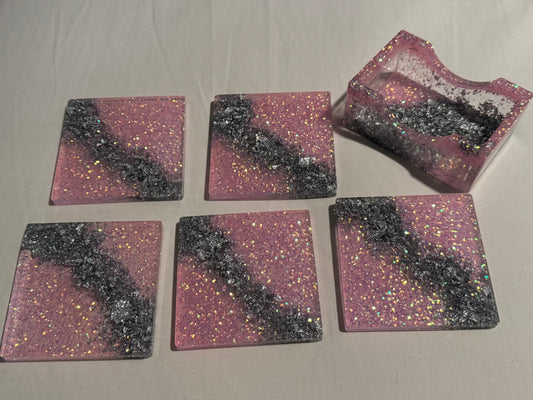 Pink and Silver Coaster Set