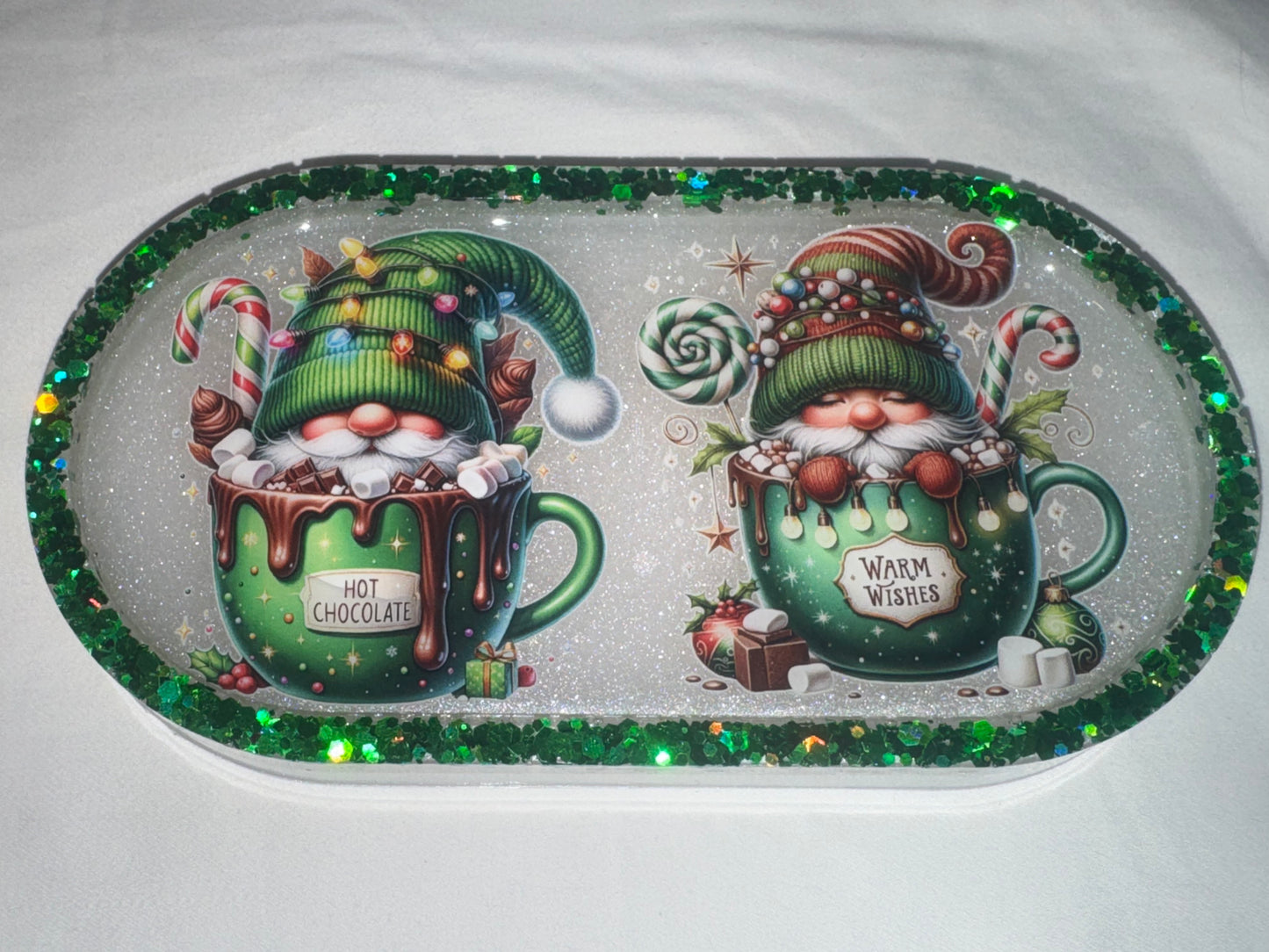 Green Gnomes Christmas Trinket Tray