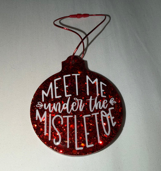Red Meet me Under the Mistletoe Ornament