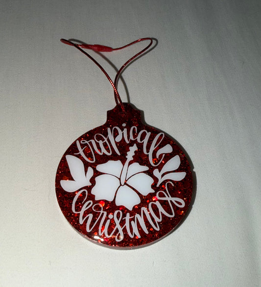 Red Tropical Christmas Ornament