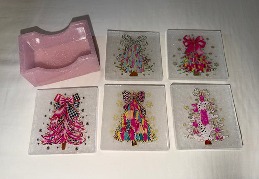 Pink Tree Coasters