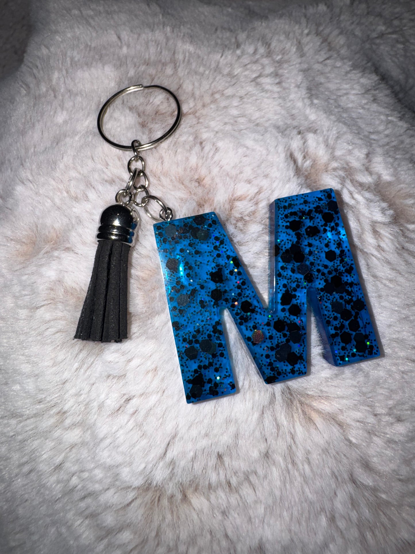 M Blue and Black Keychain