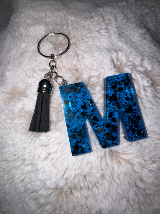 M Blue and Black Keychain