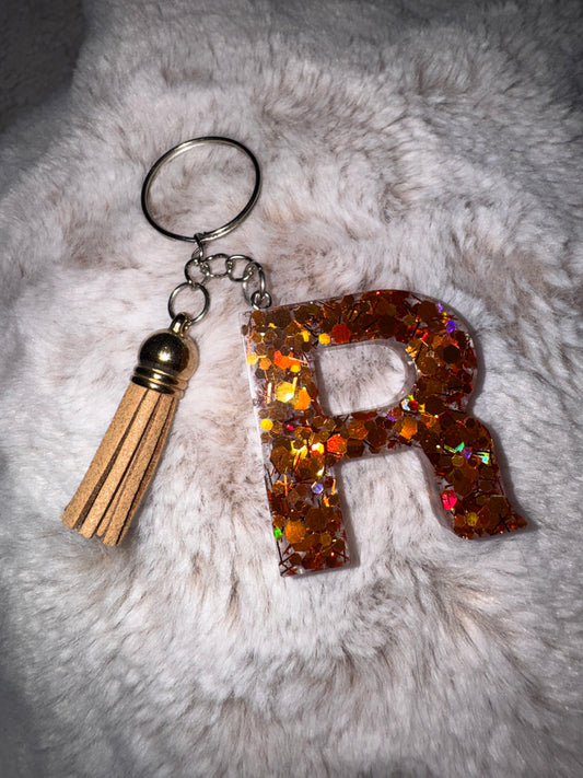 R Fall Glitter Keychain