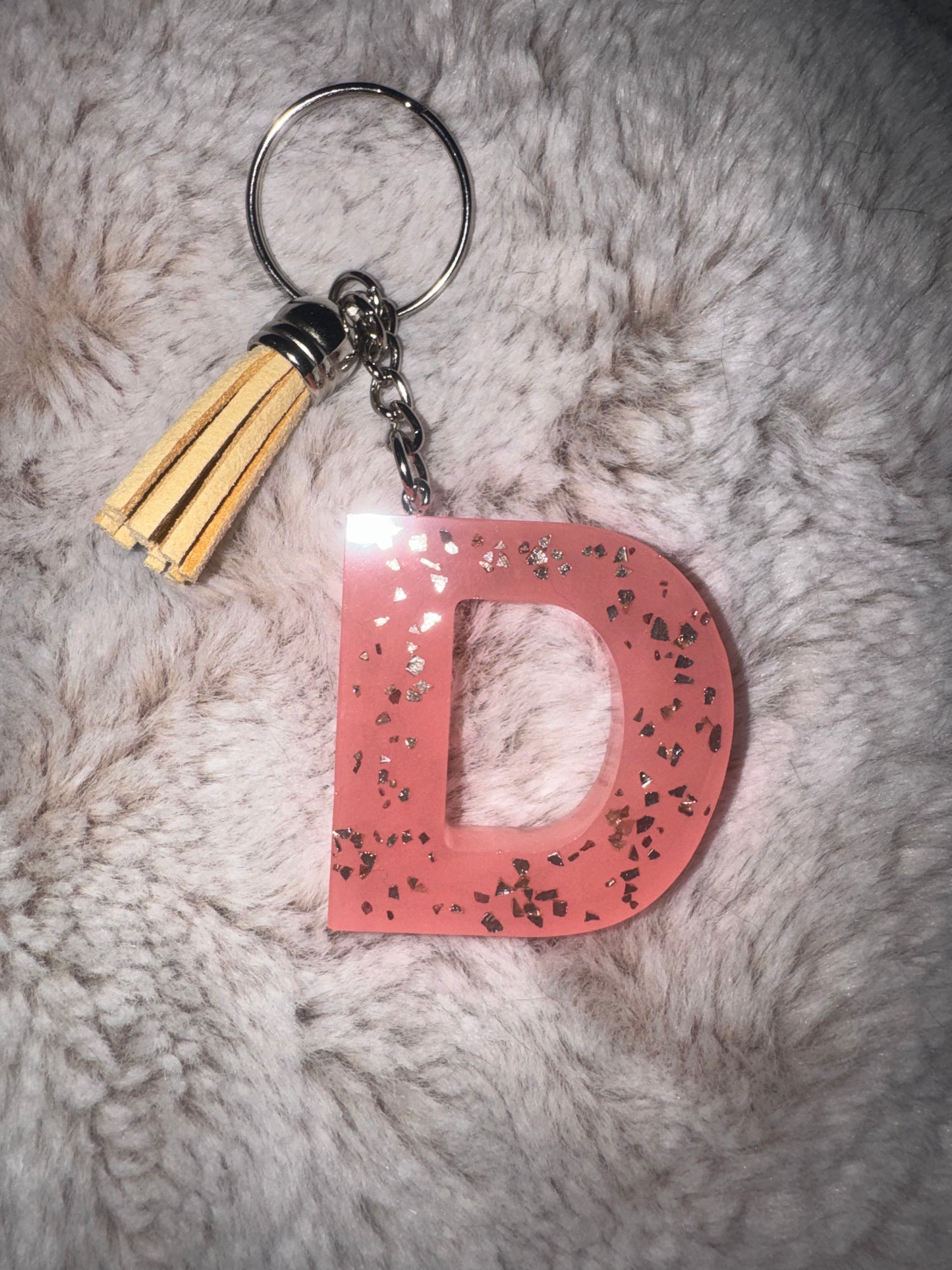 D Pink Glitter Keychain