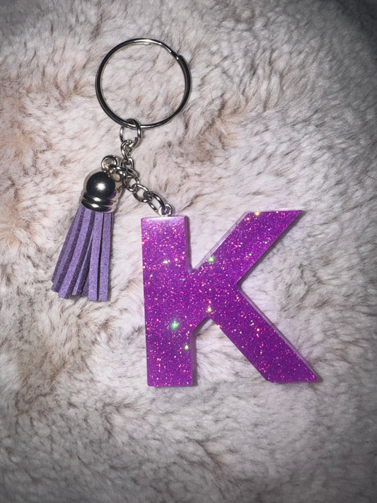 K Purple Glitter Keychain