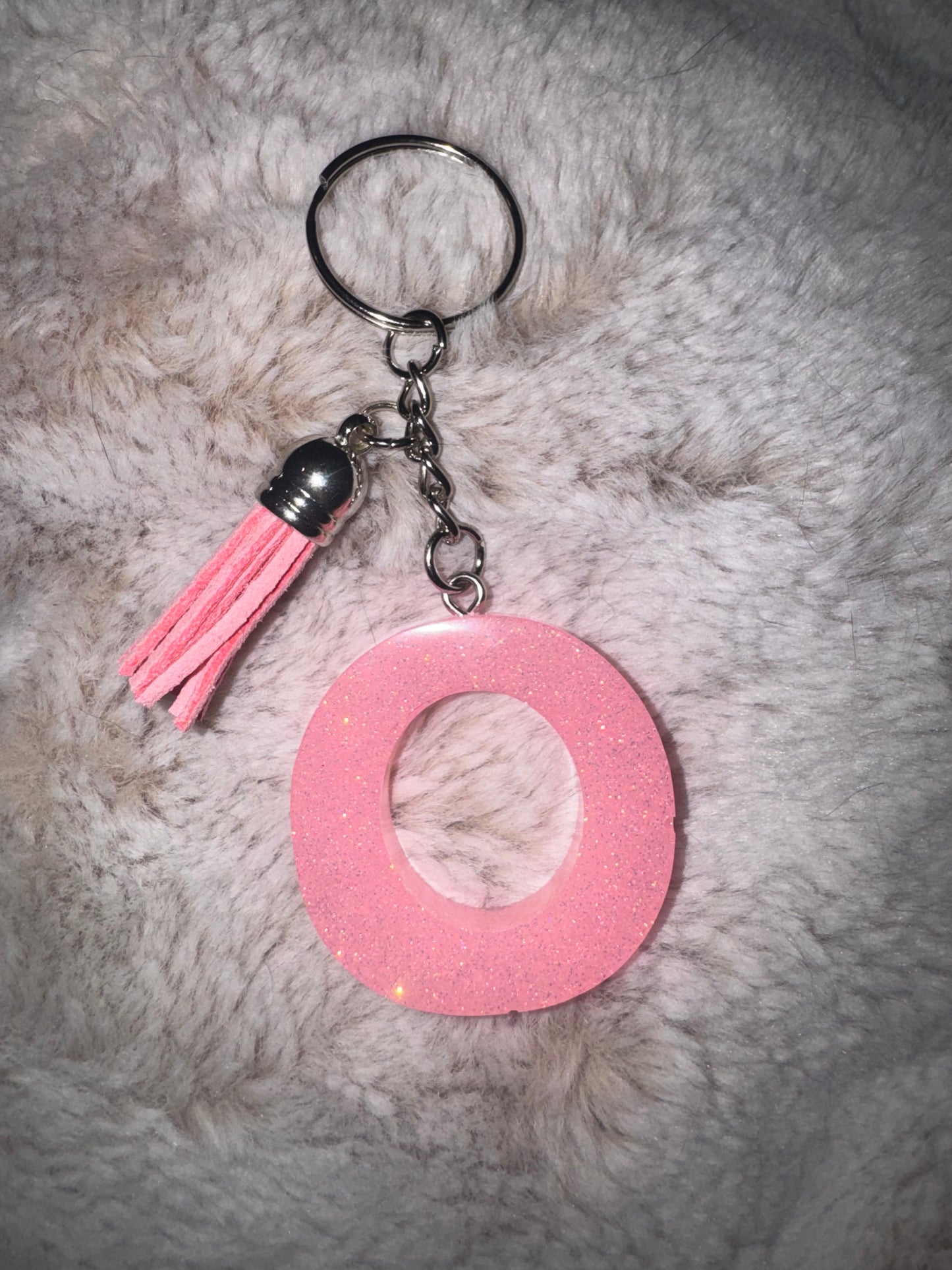 O Pink Glitter Keychain