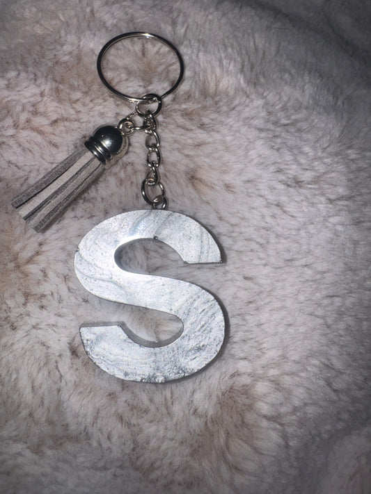 S Metallic Gray Keychain