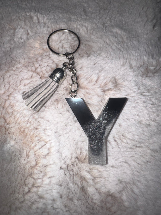Y Black and Gray Keychain