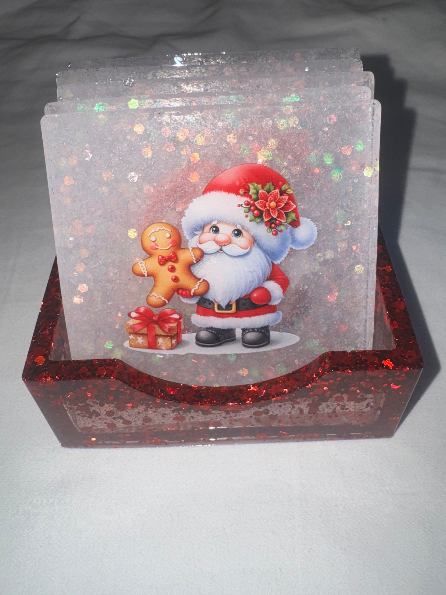 Santa Snowy Square Coasters