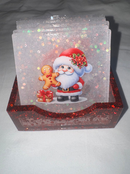 Santa Snowy Square Coasters