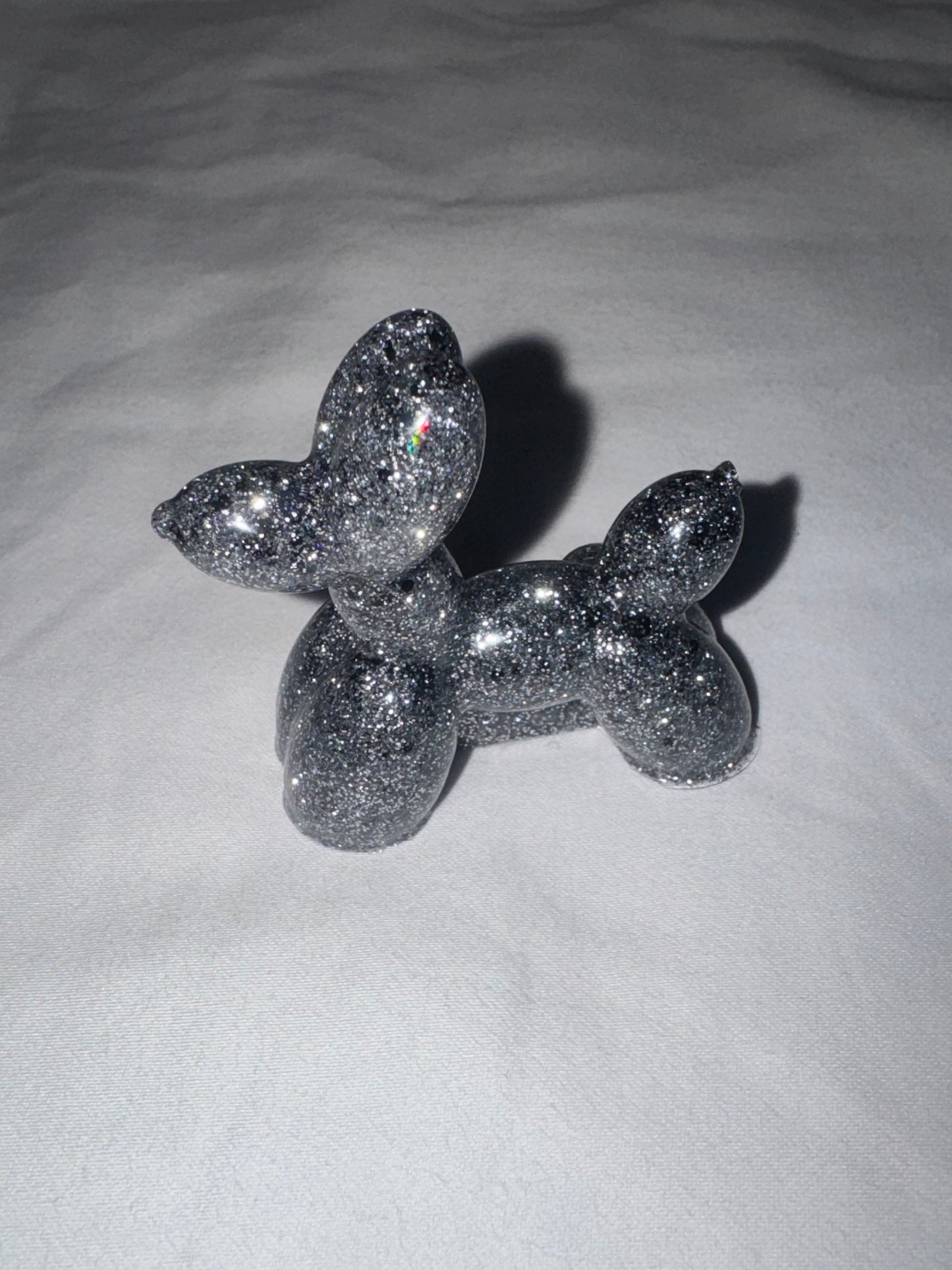 Silver Glitter Balloon Dog