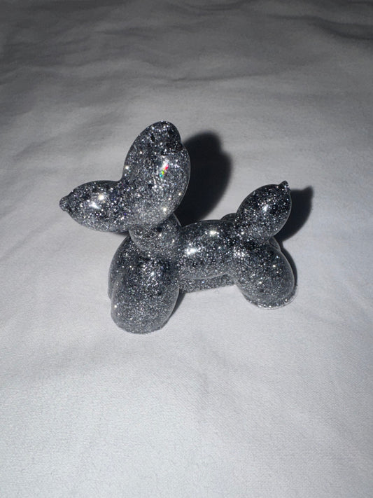 Silver Glitter Balloon Dog
