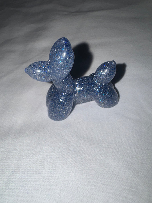 Blue Glitter Balloon Dog