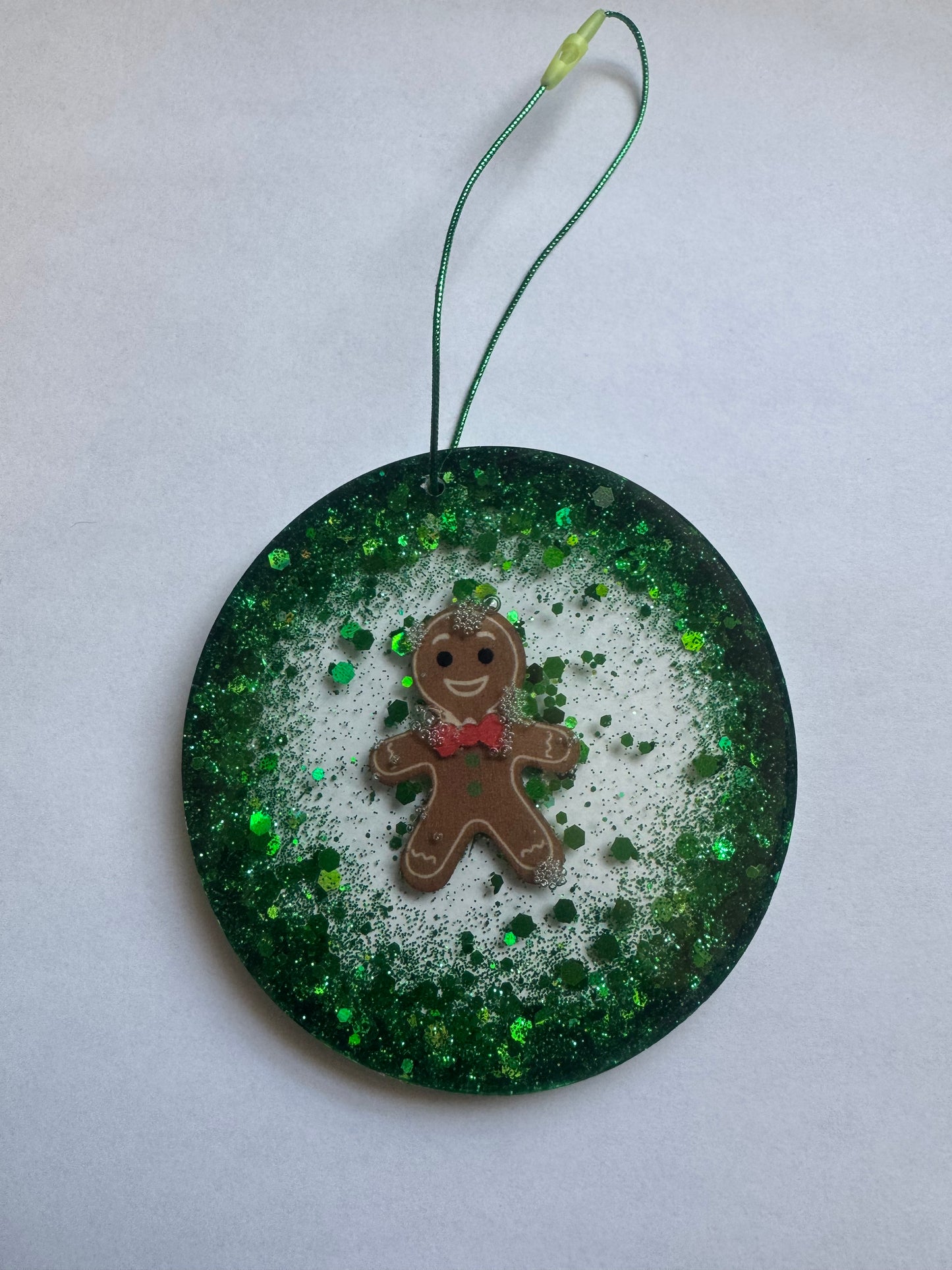 Green Glitter with Gingerbread Man Ornament