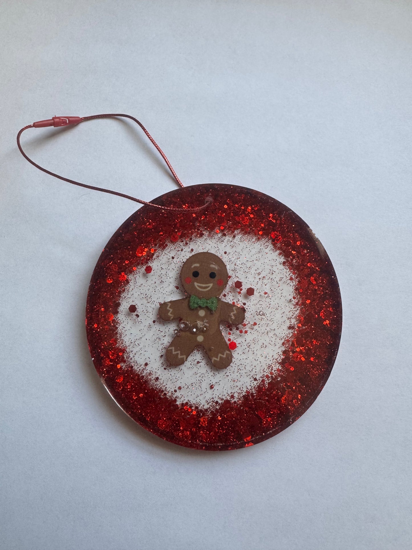 Red Glitter with Gingerbread Man Ornament