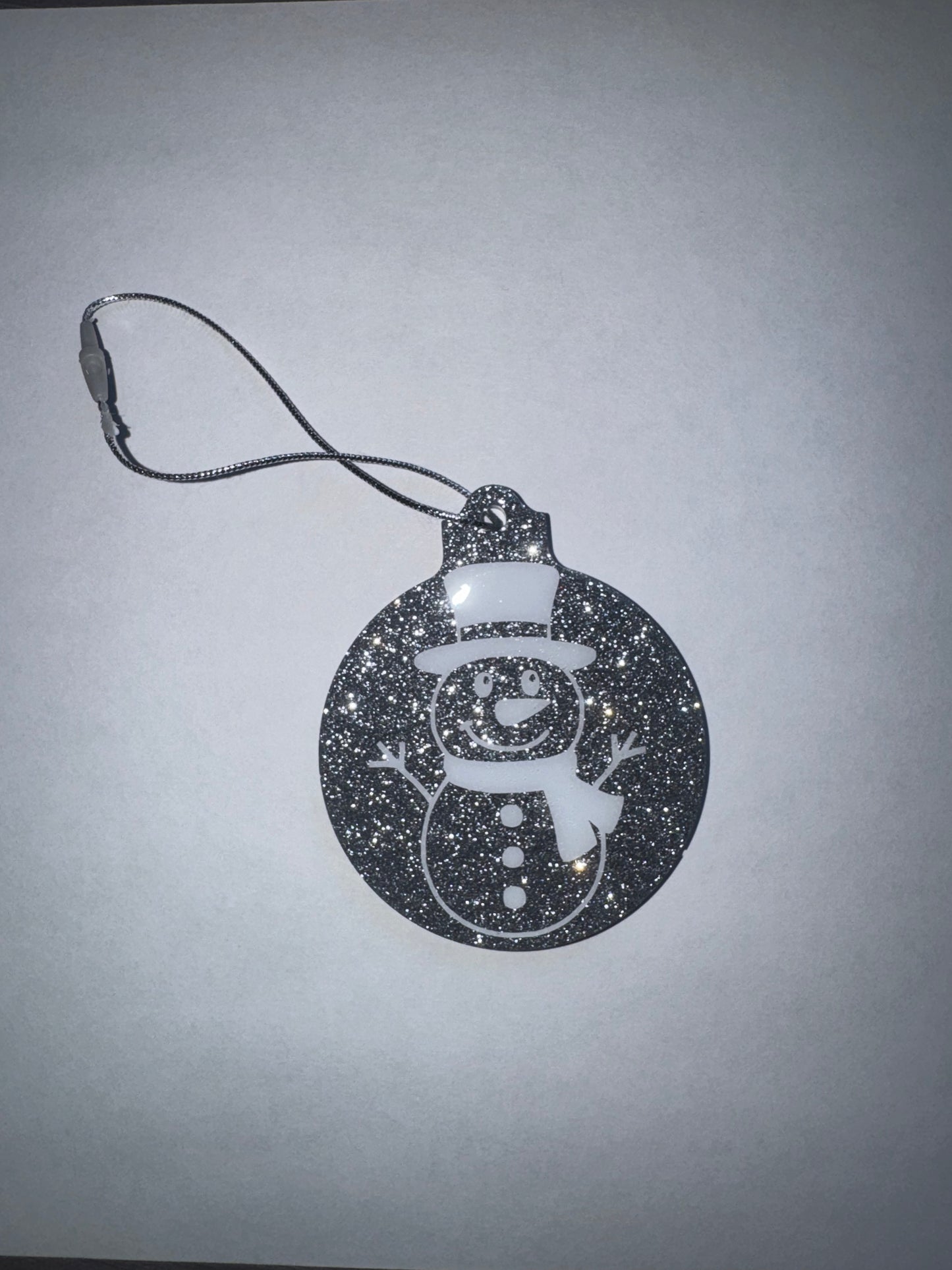 Snowman Ornament with Silver Glitter