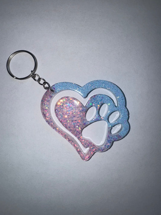 Pink and Blue Paw Print Keychain