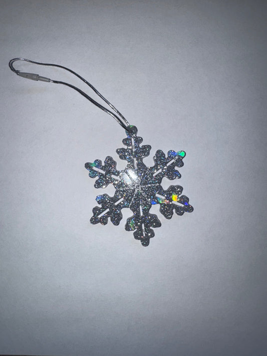 Silver Glitter Snowflake Ornament